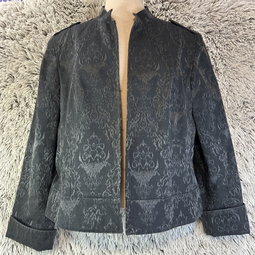 Oscar DeLa Renta Metallic Jacquard Blazer Jacket 14 Old Money Designer Statement